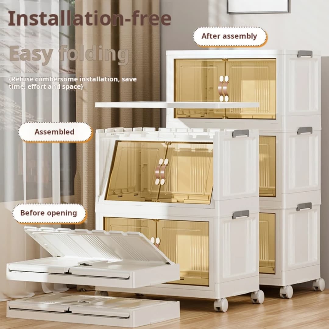 Foldable Storage Cabinet showing its easy setup design