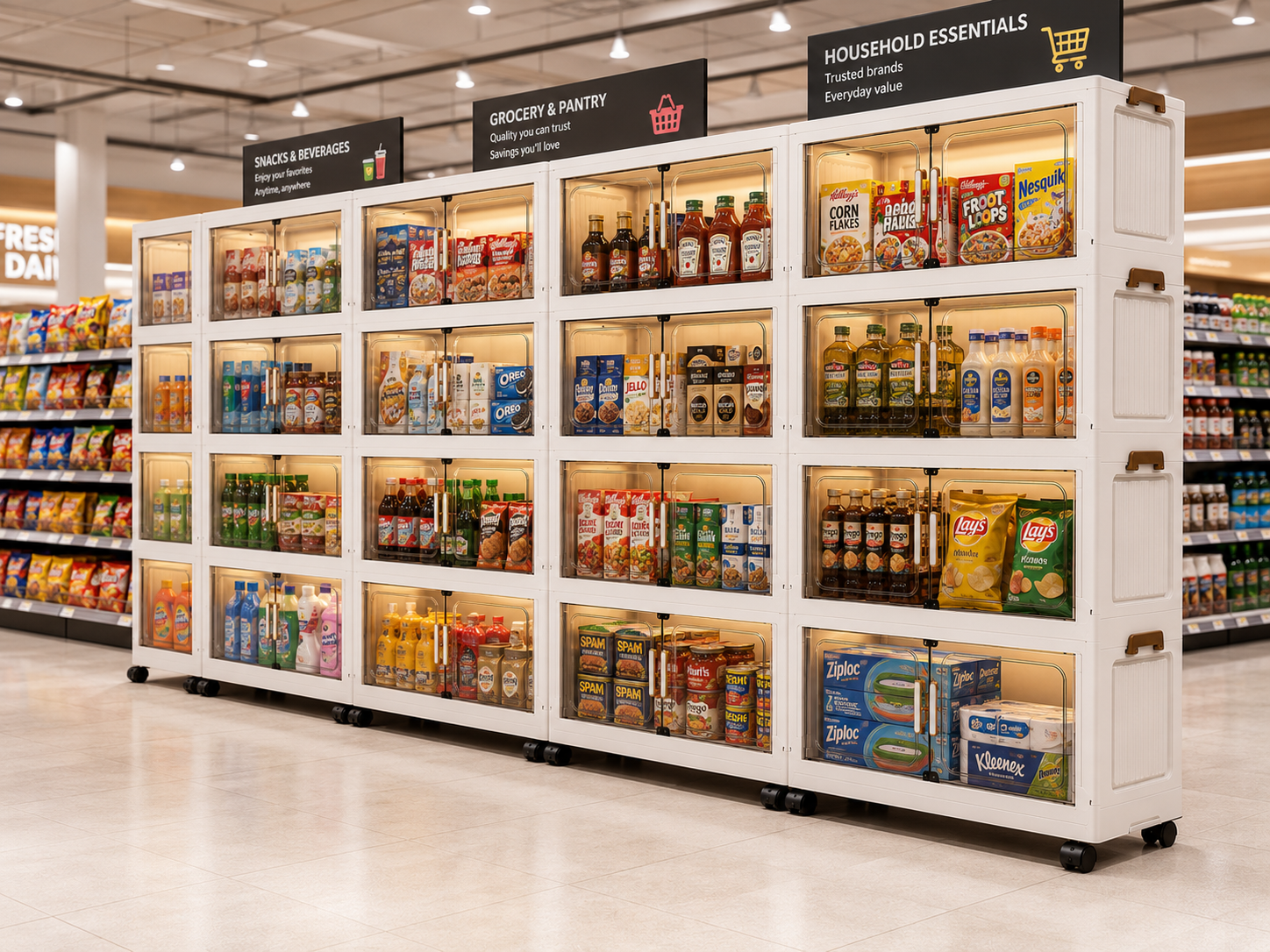 Multi-Functional Foldable Storage Cabinet displaying shop products